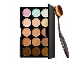 Adbeni 15 Colors Contour Face Creme Makeup Concealer Palette + Make up Brush Pack of 2-C357
